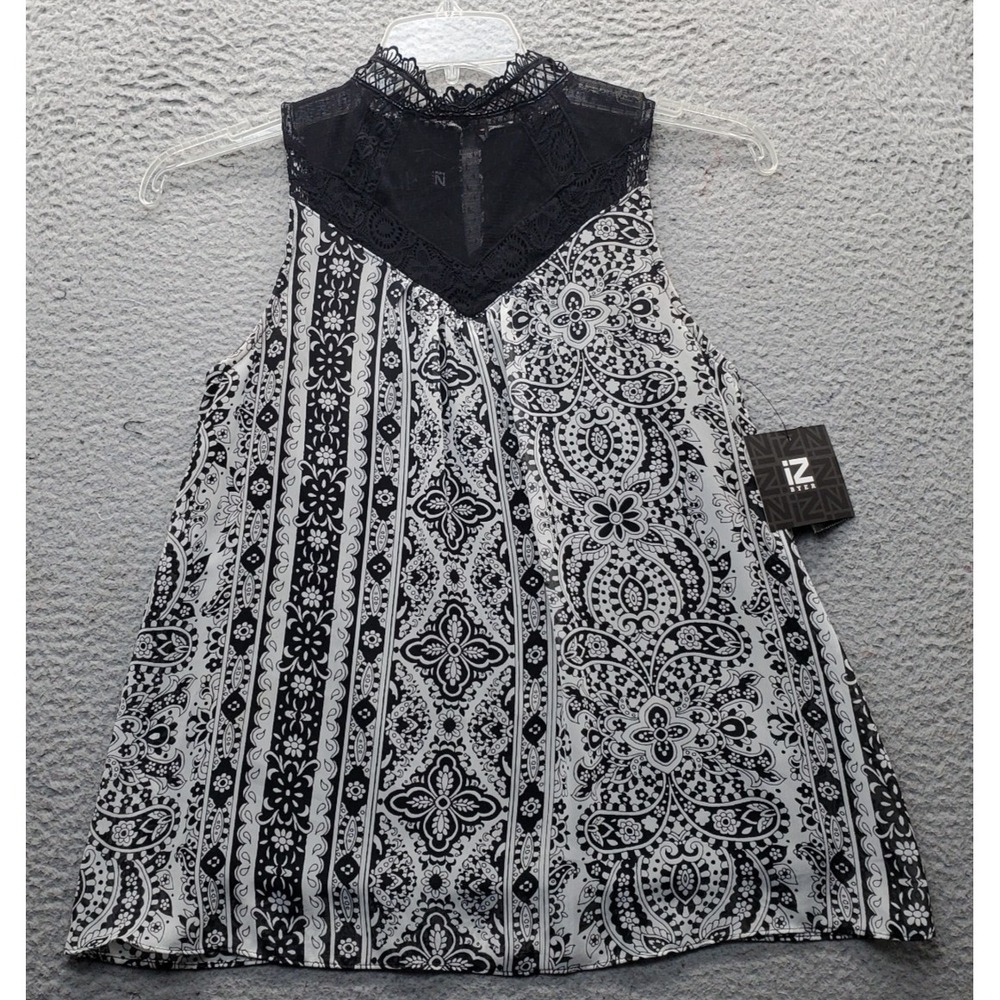 IZ Byer Swing Top Womens S Multi Paisley Lined Crochet Lace Detail Keyhole‎ Back